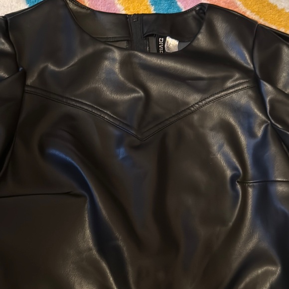 Black Faux Leather Dress - Picture 3 of 4